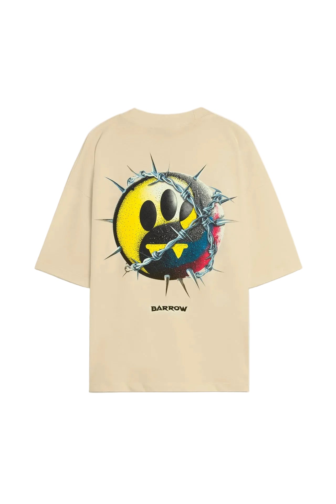 Camiseta Barrow Spike Smile Graphic Sabbia con smile multicolor y efecto alambre espino en la espalda