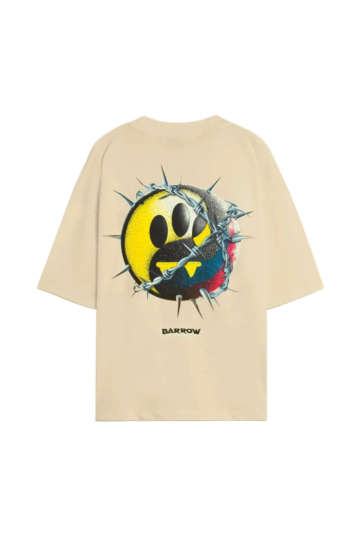 Camiseta Barrow Spike Smile Graphic Sabbia con smile multicolor y efecto alambre espino en la espalda