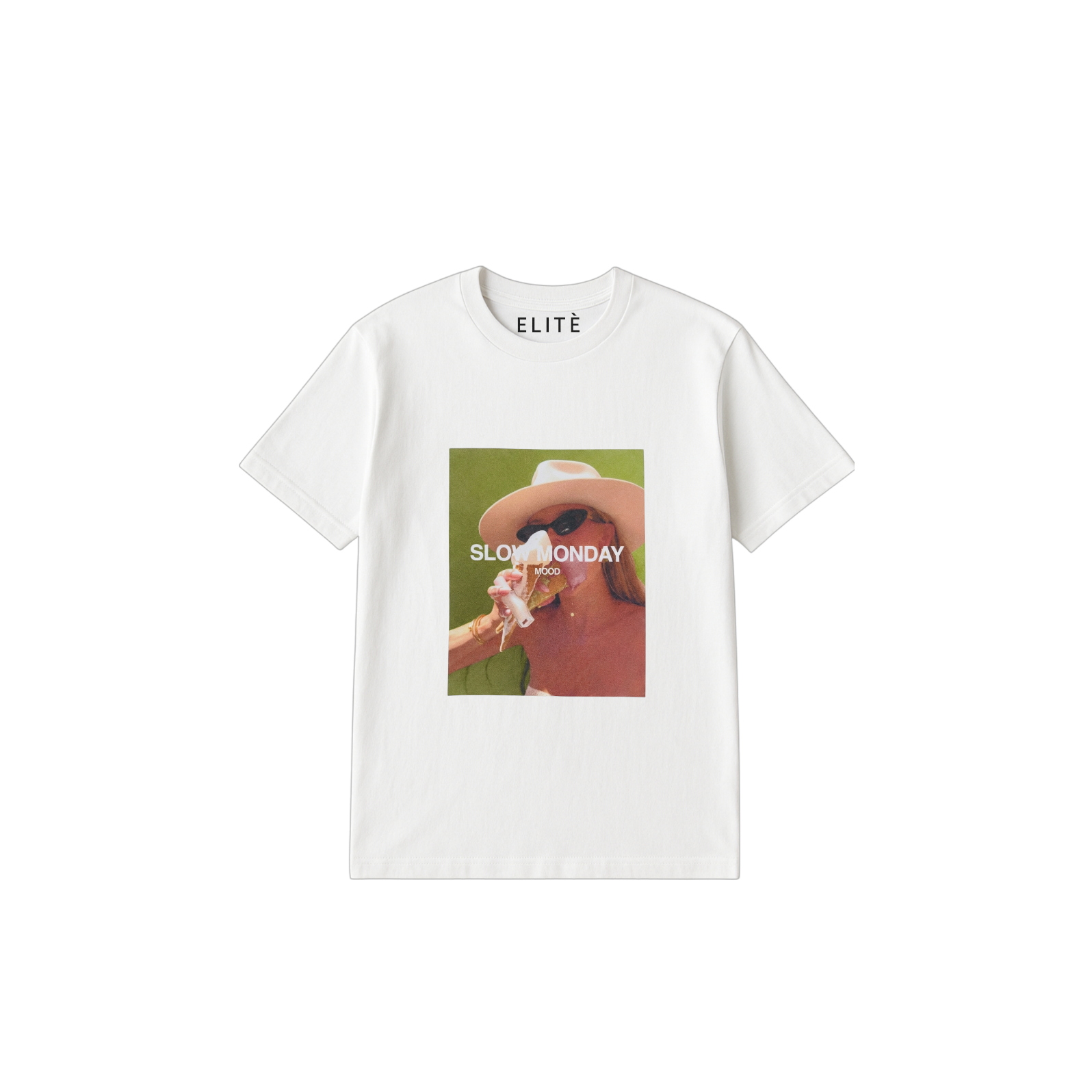 Camiseta Elitè Paris Slow white, print Slow Monday Mood.