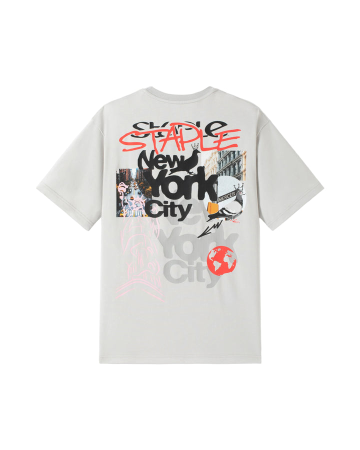 Camiseta Staple Pigeon NYC Collage Tee Gris vista trasera collage Nueva York City