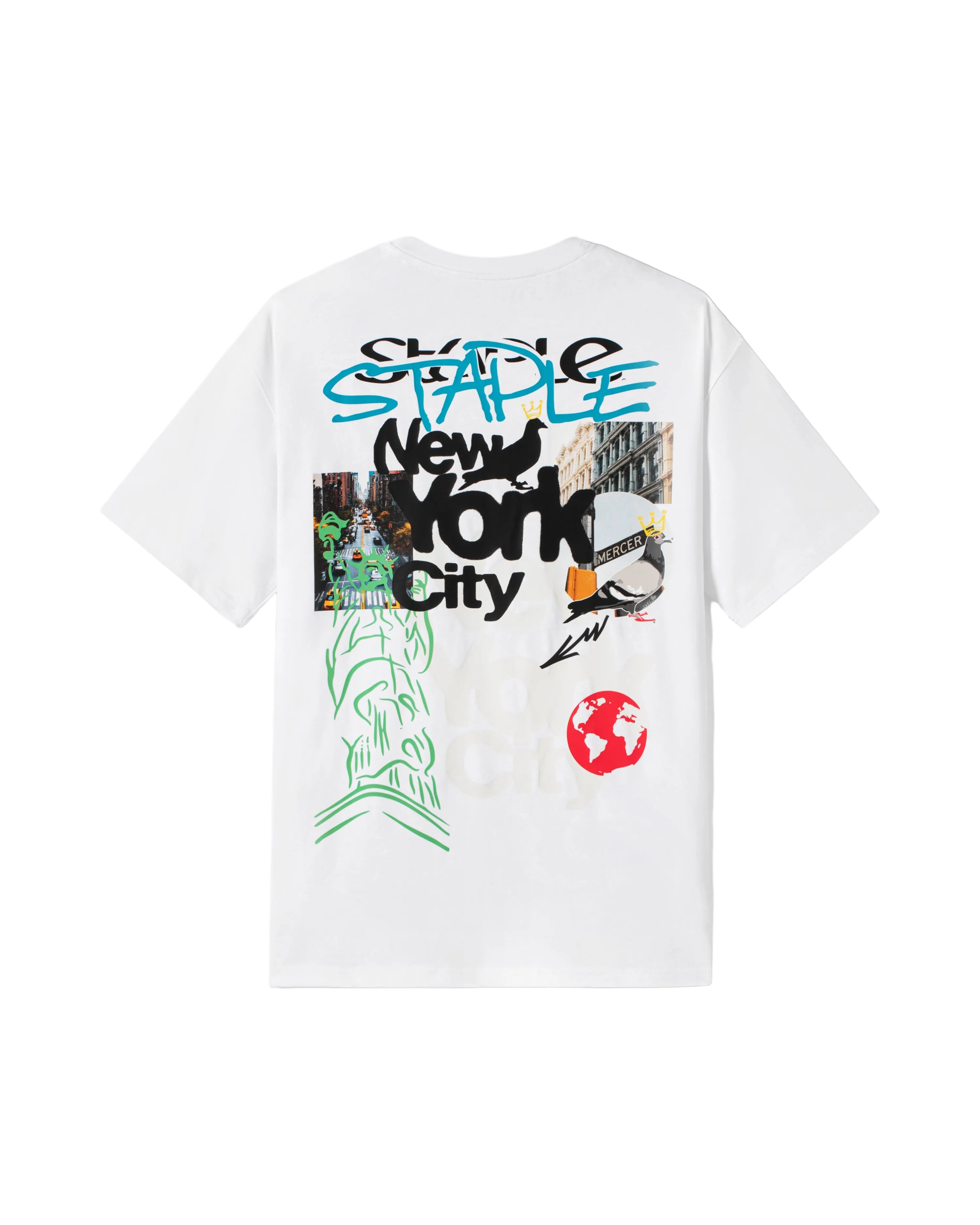Camiseta Staple Pigeon NYC Collage Tee Blanco vista trasera collage Nueva York City