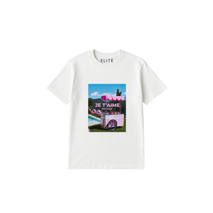 Camiseta Elitè Paris Jeta white, print Je T'Aime Pink Glace.