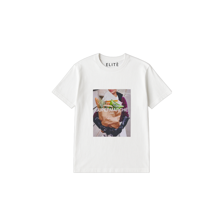 Camiseta Elitè Paris Marche white, print Supermarché Paris.