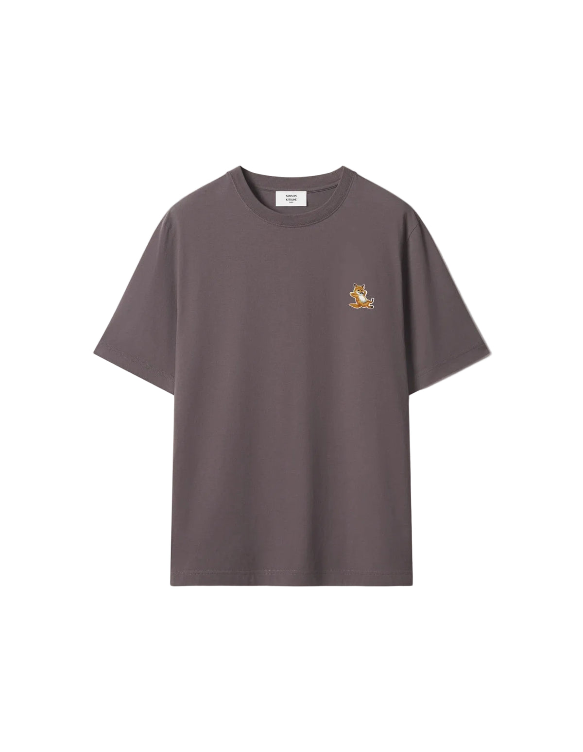 Camiseta Maison Kitsuné Chillax Fox en gris pavement con parche del zorro bordado en el pecho