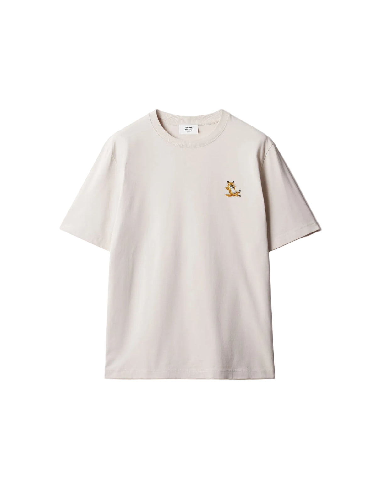 Camiseta Maison Kitsuné Chillax Fox en moon beige con parche del zorro bordado en el pecho