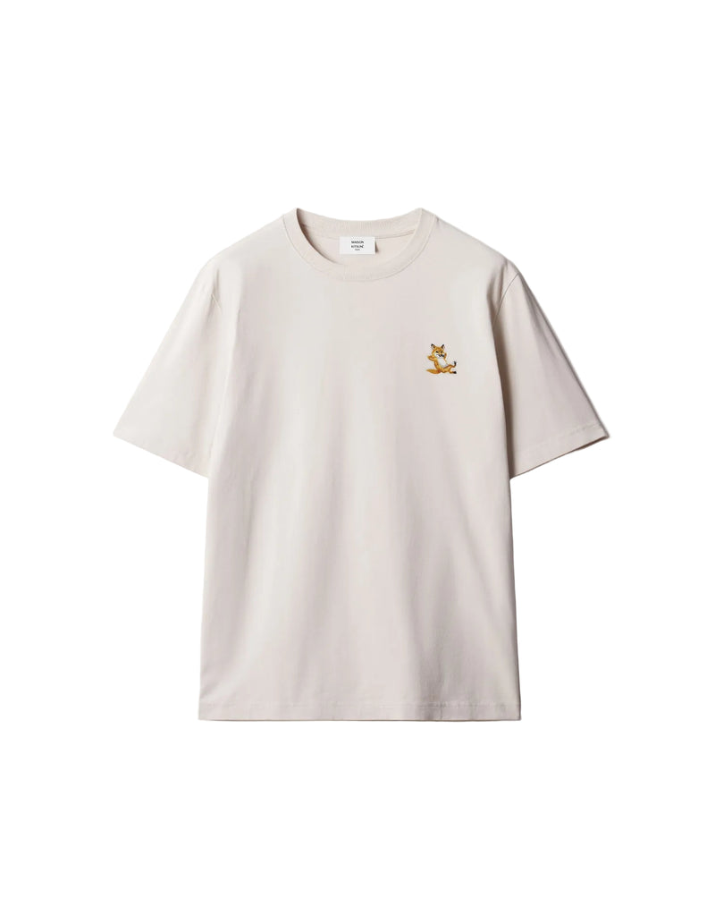 Camiseta Maison Kitsuné Chillax Fox en beige con el zorro relajado bordado en el pecho