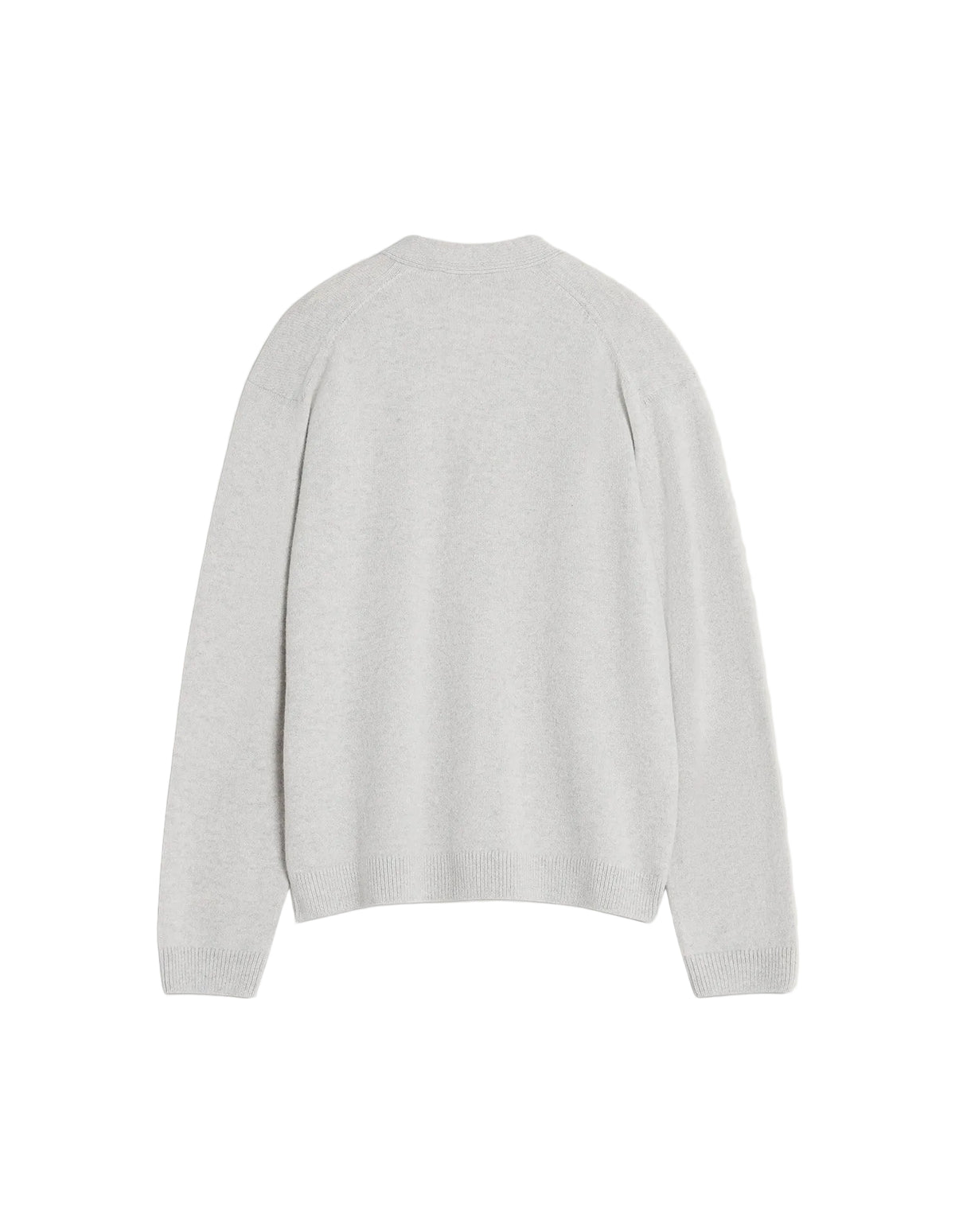 Cárdigan Maison Kitsuné Fox Head gris jaspeado claro visto por detrás